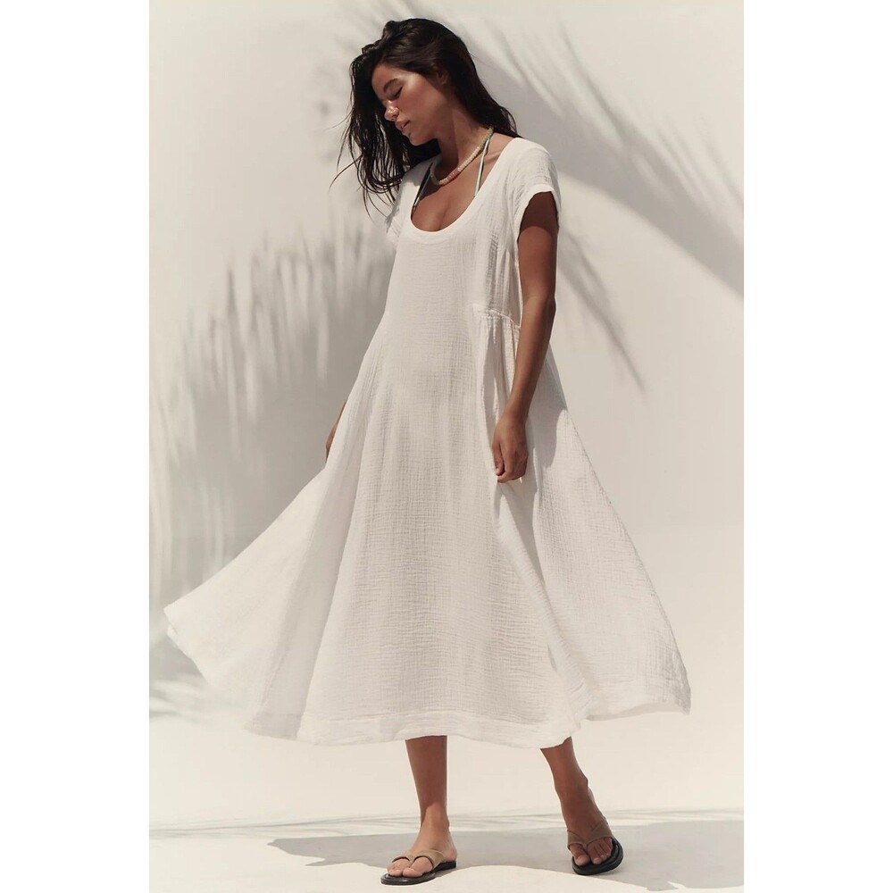 Free People Free-Est Blaine Midi Dress Cap Sleeve Scoop Neck Cotton XS 291323